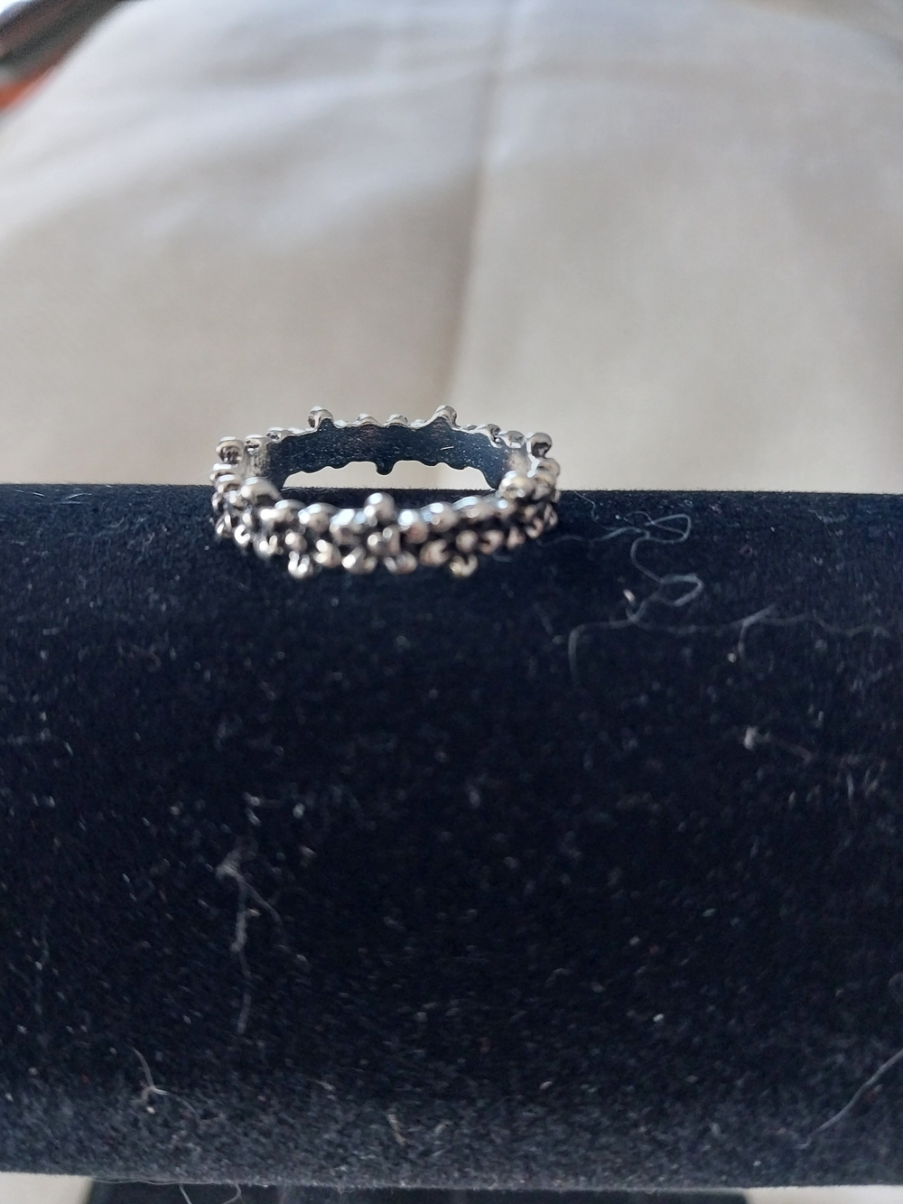 Stackable Beaded Silver Ring - Picture 3 of 3